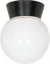  SF77/157 - 1 Light - 8" Utility Ceiling with White Glass - Black Finish
