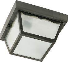  SF77/891 - 2 Light - 10'' Carport Flush with Frosted Acrylic Panels - Black Finish