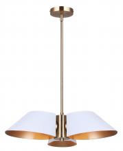  ICH1146A03WHG - DAXTON, MWH + GD Color, 3 Lt Rod Chandelier, 60W Type A, 19.25" W x 7.875 - 55.875" H