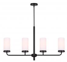  ICH2029B04BK - MALLOY, MBK Color, 4 Lt Rod Chandelier, Flat Opal Glass, 60W Type A