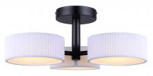  LSF288A03BK - CARMYNN, MBK , 3 Lt LED Semi-Flush, White Ribbed Shade, 20W LED (Int.), Dimm., 1900 lm