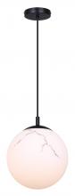  IPL2101B01BK - HALSEY, MBK Color, 1 Lt Rod Pendant, Marble Glass, 60W Type A, 9.75" W x 13.5 - 61.5" H