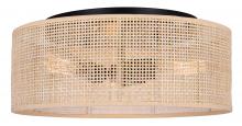  IFM1149A15NBK - BELLAMY, 3 Lt Flush Mount, Natural Rattan Shade, 60W Type A, 15" W x 7" H, Easy Connect Inc.