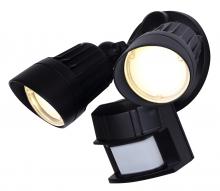  HO-01-02S-BK - LED Security 2 Heads Lights, 20W, 3000K, 1600 Lumens, 180 Degree Detection Zone, Up to 70'