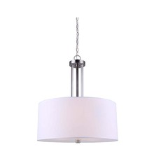  ICH578A03BN18 - River, 3 Lt Chain Chandelier, White Fabric Shade + Frost Diffuser, 100W Type A, 18" x 21"