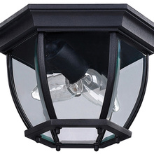  IOL60BK - Foyer, 2 Bulbs Flush Outdoor, Clear Glass, 60W Type A