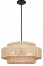  ICH1149A03NBK22 - BELLAMY, 3 Lt 22" W Rod Chandelier, Natural Rattan Shade, 60W Type A, 22" W x 17.25 - 59.25&