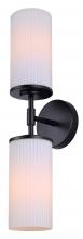  IVL1165A02BK-FR - KINSLEA, MBK Color, 2 Lt Wall Fixture, Flat Opal Ribbed Glass, 60W Type A