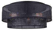  IFM1149A19BK - BELLAMY, 3 Lt Flush Mount, Black Rattan Shade, 60W Type A, 19" W x 8.25" H, Easy Connect Inc