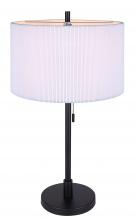  ITL288A24BK - CARMYNN, ITL288A24BK, MBK Color, 1 Lt Table Lamp, White Ribbed Shade, 60W Type A
