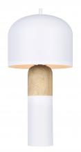  ITL1152A18WHW - CALEB, MWH + Faux Wood Color, 1 Lt Table Lamp, 60W Type A, On-Off on Cord, 9" W x 18.25" H
