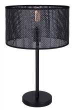  ITL1149A22BK-BPR - BELLAMY, 1 Lt Table Lamp, Black Plastic Rattan Shade, 100W Type A, Tri-Light , 13.75" W x 22"