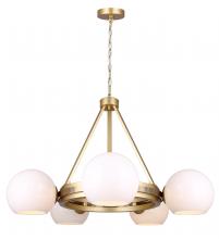  ICH1169A05GDP9 - MONROE, 5 Lt Chain Chandelier, Opal Glass (Shiny) Glass, 40W Type G9, 30" W x 21.25 - 61.25"