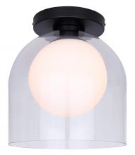  IFM1142A12BK - PELIA, MBK Color, 1 Lt Flush Mount, Clear Glass + Flat Opal Glass, 60W Type A