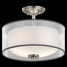  43154AP - Tallie 13.5" 2 Light Semi Flush with Satin Etched White Inner Diffuser and White Translucent Org