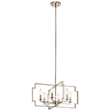  44128PN - Downtown Deco 6 Light Convertible Chandelier Polished Nickel