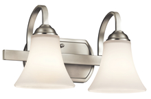  45512NI - Keiran 14" 2 Light Vanity Light with Satin Etched White Glass in Brushed Nickel