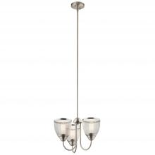  52268NI - Voclain 12.5" 3 Light Convertible Chandelier/Semi Flush with Mesh Shade in Brushed Nickel
