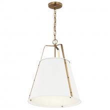  52711WH - Etcher 18 Inch 2 LT Pendant with Etched Painted White Glass Diffuser in White and Champagne Bronze