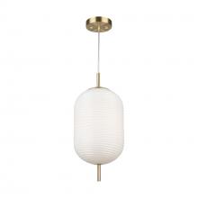  AC10631BR - Vita Collection 1-Light Textured Shade Pendant White and Brass