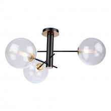  AC11763VB - Aurelia Collection 3-Light Semi-Flush Mount, Matte Black & Brass