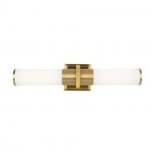  AC11772WB - Positano Collection 2-Light Bathroom Vanity Light Brushed Brass and White Glass