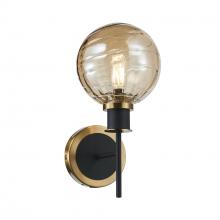  AC11871AM - Gem Collection 1-Light Sconce with Amber Glass Black and Brushed Brass