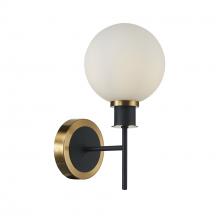  AC11871WH - Gem Collection 1-Light Sconce with White Glass Black and Brushed Brass