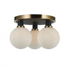  AC11873WH - Gem Collection 3-Light Semi-Flush Mount Black and Brushed Brass
