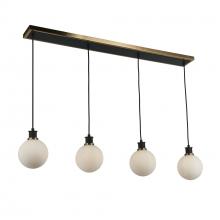  AC11874WH - Gem Collection 4-Light Island/Pool Table with White Glass Black and Brushed Brass