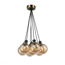  AC11877AM - Gem Collection 7-Light Pendant with Amber Glass Black and Brushed Brass