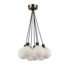  AC11877WH - Gem Collection 7-Light Pendant with White Glass Black and Brushed Brass
