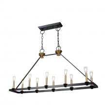  AC11980BB - Notting Hill Collection 10-Light Island/Pool Table Black and Brushed Brass