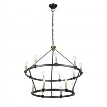  AC11985BB - Notting Hill Collection 15-Light Chandelier Black and Brushed Brass