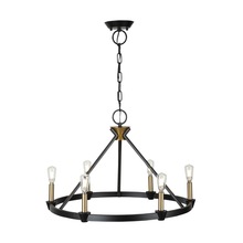  AC11986BB - Notting Hill Collection 6-Light Chandelier Black and Brushed Brass