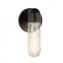  EW73210-BK/WC - Lima 10-in Black/Clear Water Glass 1 Light Exterior Wall