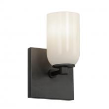  WS57704-BK/GO - Nola 4-in Black/Glossy Opal Glass 1 Light Wall Sconce
