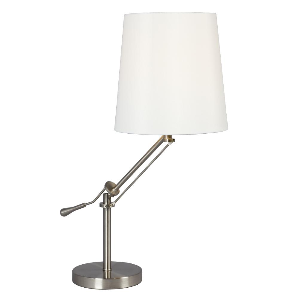 1 Light Table Lamp Brushed Nickel, Table Lamp With Adjustable Arm
