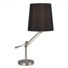 514850BN/BK - 1-Light Table Lamp - Brushed Nickel with Black Linen Fabric Shade & Adjustable Arm
