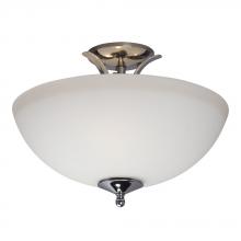  620958CH - 16" Chrome Semi-Flush Ceiling Fixture with White Glass