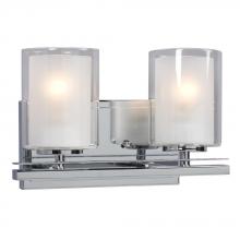  718712CH - 2-Light Vanity in Polished Chrome with Satin White Inner Glass & Clear Outer Glass