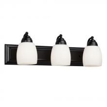  724133BK - Three Light Vanity - Black w/ White Satin Glass