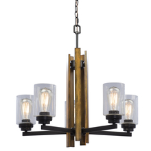  822783BK/WD - 5L CHANDELIER BK/WD