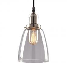 917870BN - 1-Light Vintage Mini-Pendant in Brushed Nickel with Clear Glass Shade w/ 6ft wire