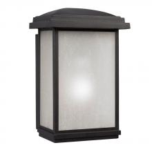  L320590BK012A1 - 120-277V LED Outdoor Wall Mount Lantern - in Black Finish with Frosted Seeded Glass