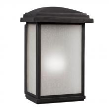  L320690BK016A1 - LED Outdoor Wall Mount Lantern - in Black Finish with Frosted Seeded Glass