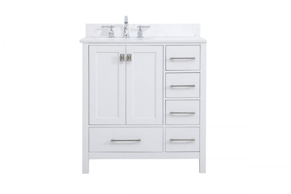32 Inch Single Bathroom Vanity in White with Backsplash : TWV9G | The ...