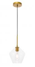  LD2256BR - Gene 1 Light Brass and Clear Glass Pendant