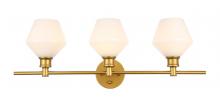  LD2317BR - Gene 3 Light Brass and Frosted White Glass Wall Sconce