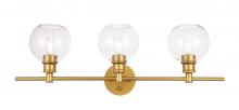  LD2318BR - Collier 3 Light Brass and Clear Glass Wall Sconce